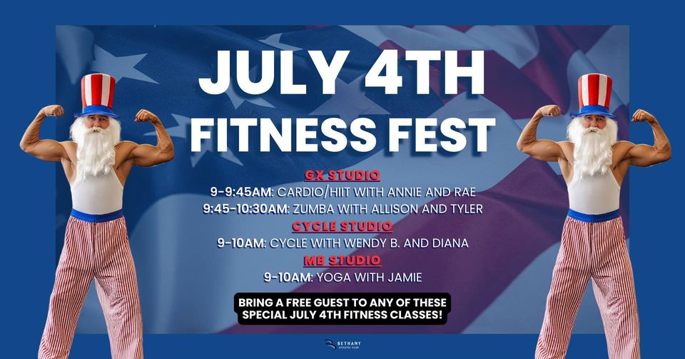 July 4th Fitness Classes at Bethany Athletic Club in Portland Oregon